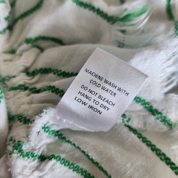 Olivaceous Women Size M Cropped‎ Top Tie Front Stripe Fringe Boho Bell Sleeves - Picture 8 of 13